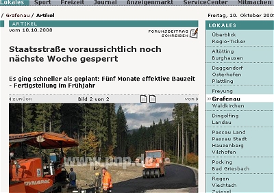 Aufhebung der Straßensperrung im Frauenauer Wald